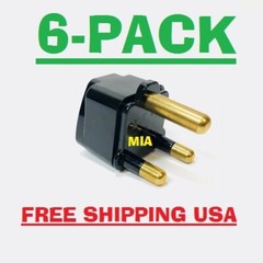 6-PACK PLUG ADAPTER FOR SOUTH AFRICA HEAVY -DUTY U.S STOCK FREE SHIPPING 6-PACK