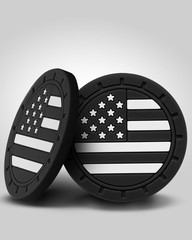 4 Pack Car Cup Coasters, Universal American Flag Flag, Black