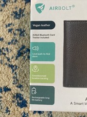 AIRBOLT Wallet Vegan Leather Bluetooth Card Tracker Slim Black NEW