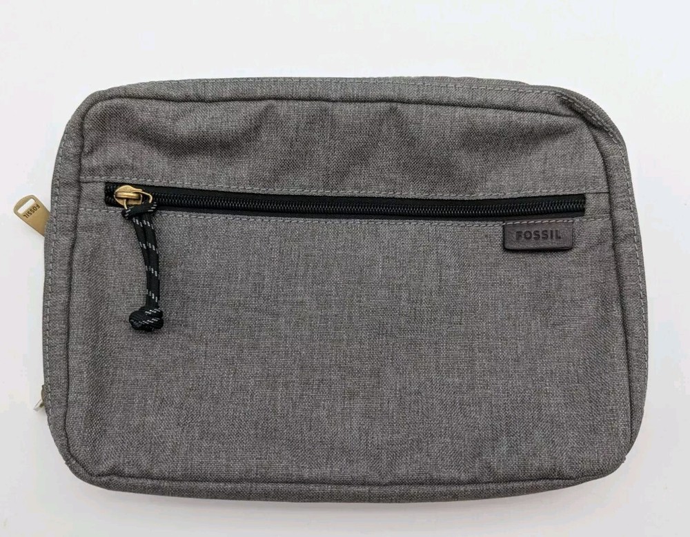 Fossil Travel Personal Organizer Bag Gray Electronics Gadgets 10″ x 7″ x 2″ VGC