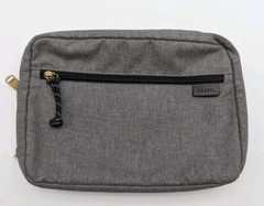 Fossil Travel Personal Organizer Bag Gray Electronics Gadgets 10″ x 7″ x 2″ VGC