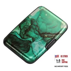 ELFISH Mini RFID Aluminum Wallet Credit Cards Holder Business Greenblack Marble