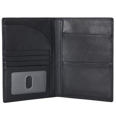 Polare Napa Leather Passport Holder RFID Blocking Travel Bifold Wallet Black
