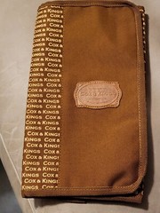 Cox & Kings Brown Canvas Leather Logo Travel Book Organizer Passport Wallet