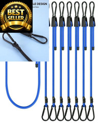 8 Pcs 48 Inch Adjustable Carabiner Bungee Cords with Hooks, Easy to 48″, Blue