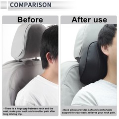 Car Headrest Pillow Ergonomic Seat Headrest Leather Memory Foam Black 1 Pcs