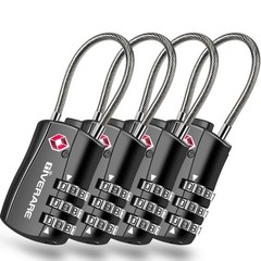 GIVERARE TSA Approved Luggage Lock, Keyless 3-Digit Padlock, Black