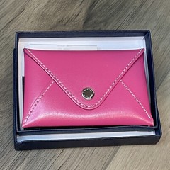 L’Agenda Moderne Paris Pink Card Holder Leather Envelope Style Snap Front NIB