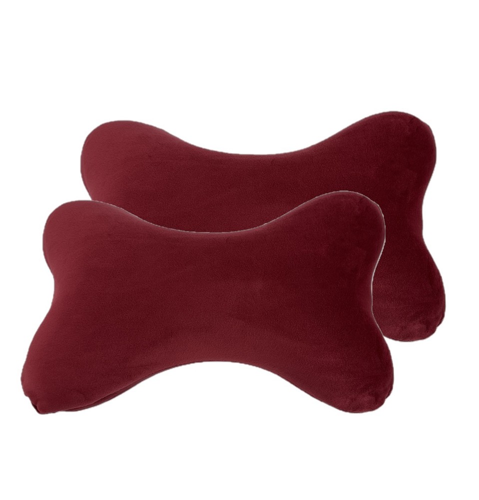 2 pcs Dog Bone Car Neck Pillow Head Rest Memory Foam Travel Trip Posture Support