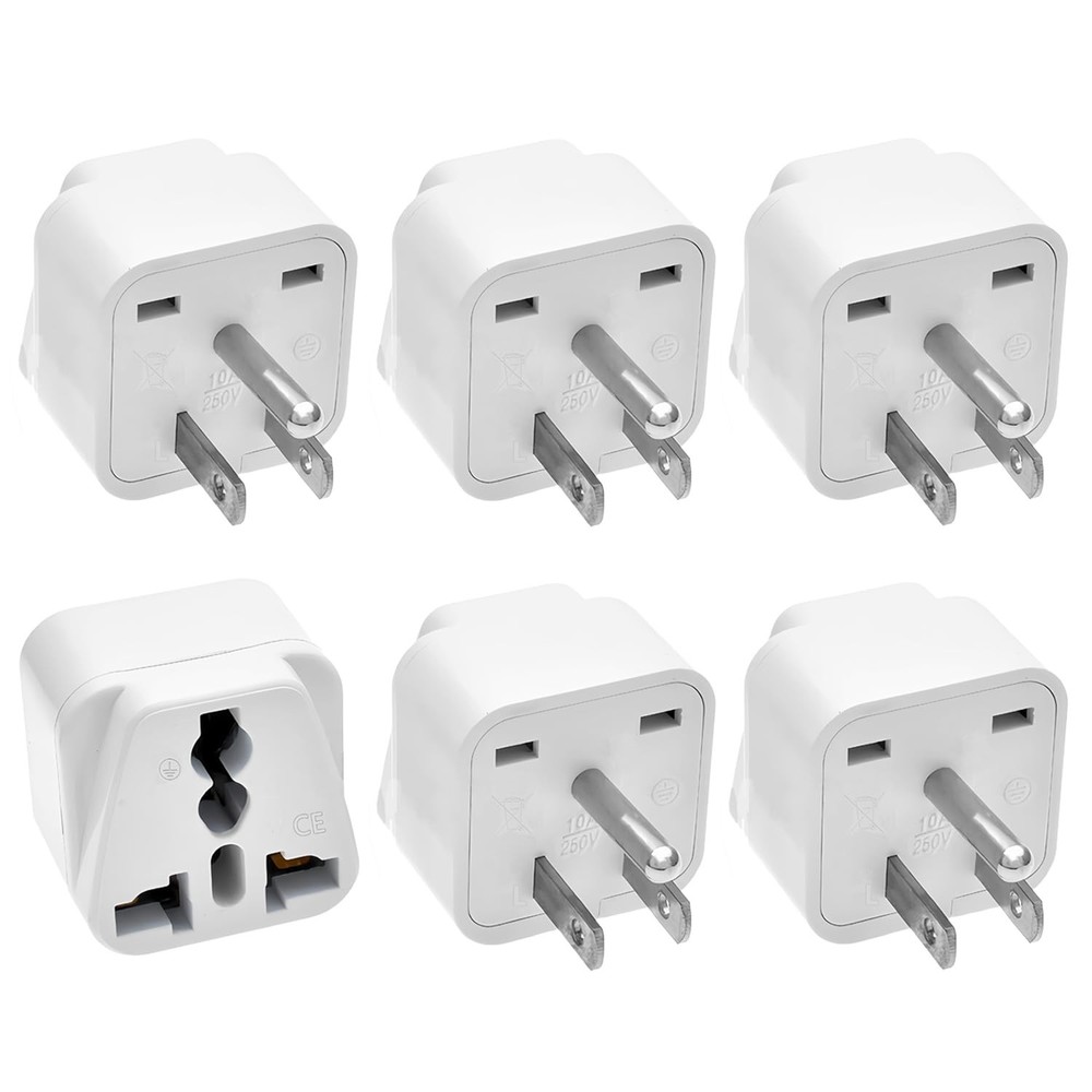 6 Pack Universal Travel Adapter, Europe to US Plug Travel Adapters