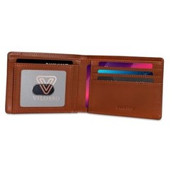 Slim Bifold Wallet for Men | Genuine Leather RFID Blocking Wallet | Card Cognac