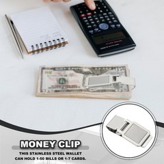 2 Pcs Stainless Steel Money Clip, Wallet Clip Square Money Holder