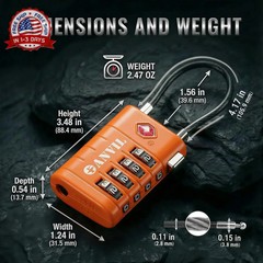 Heavy-Duty 4-Digit Combination TSA Luggage Locks, Rust-Resistant Zinc Alloy, Sea