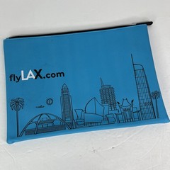 Fly LAX Blue Travel Document Cash Pouch Zippered Organizer Airport Promo