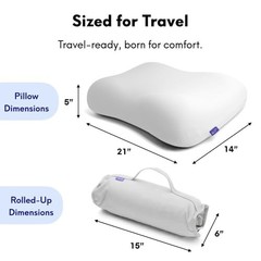 Cushion Lab Travel Deep Sleep Pillow – Compact Memory Foam Neck Light Grey