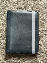 Lohaslife Leather Passport Holder – Strap Close – Credit Card Slots & Pen
