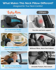 Car Neck Pillow: 2 Pack Ergonomic Memory Foam Headrest Pillow for Driving Adjus
