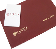 NEW PERRIN PARIS 1893 Red SAFFIANO Leather PASSPORT Cover Holder