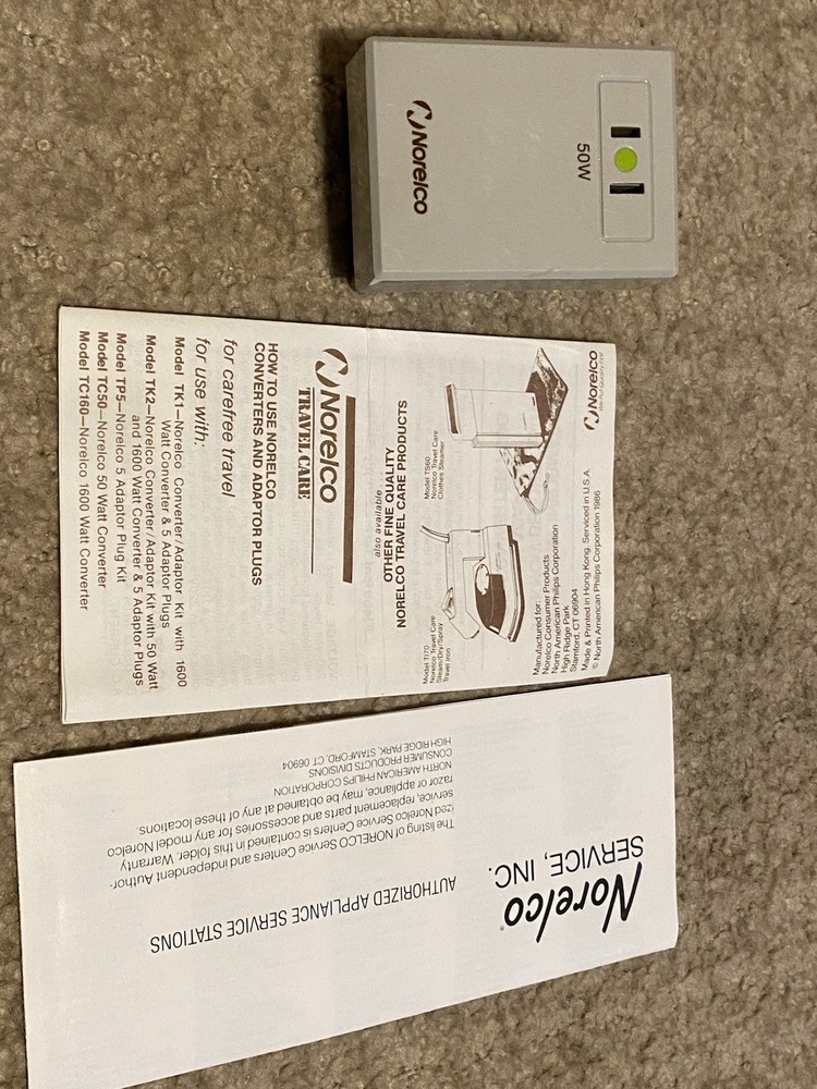 Norelco Deluxe 50W Power Converter – 220/240 VAC to 110/120 VAC ￼