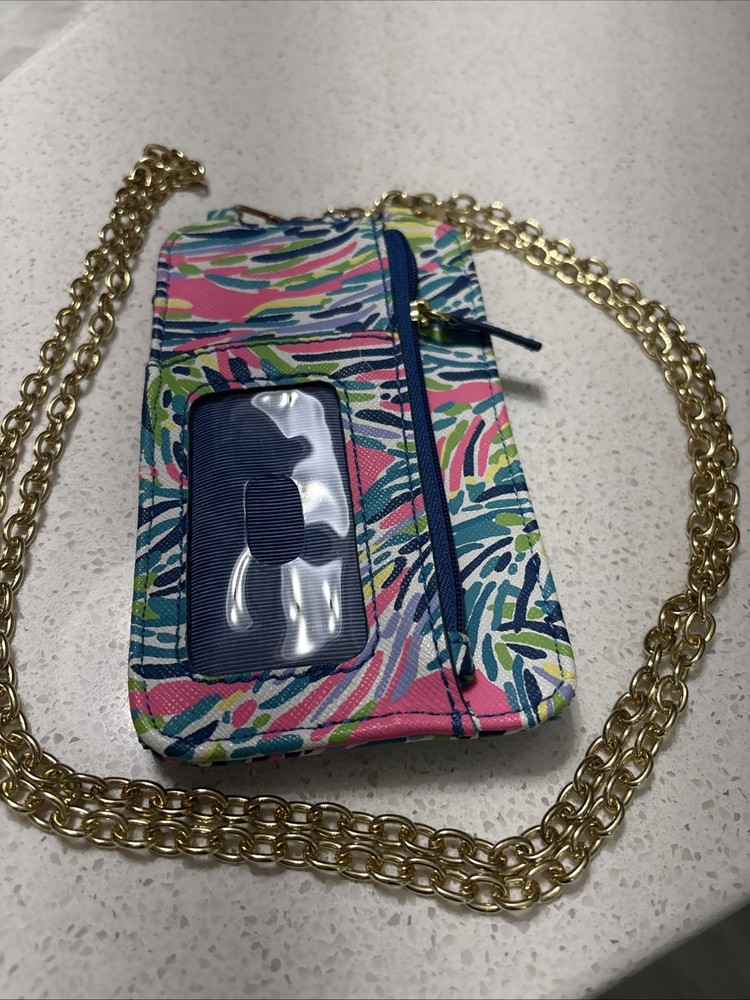 LILLY PULITZER: ID Pouch with Gold Colored Crossbody Chain NWT