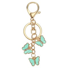Butterfly Charm Enameled Keychain Cute Butterfly Pendant, Lake Blue