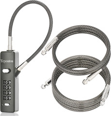 3 Interchangeable Cable Combination Lock, 904EC, Gun-Grey | Pvc-Coated Braided S
