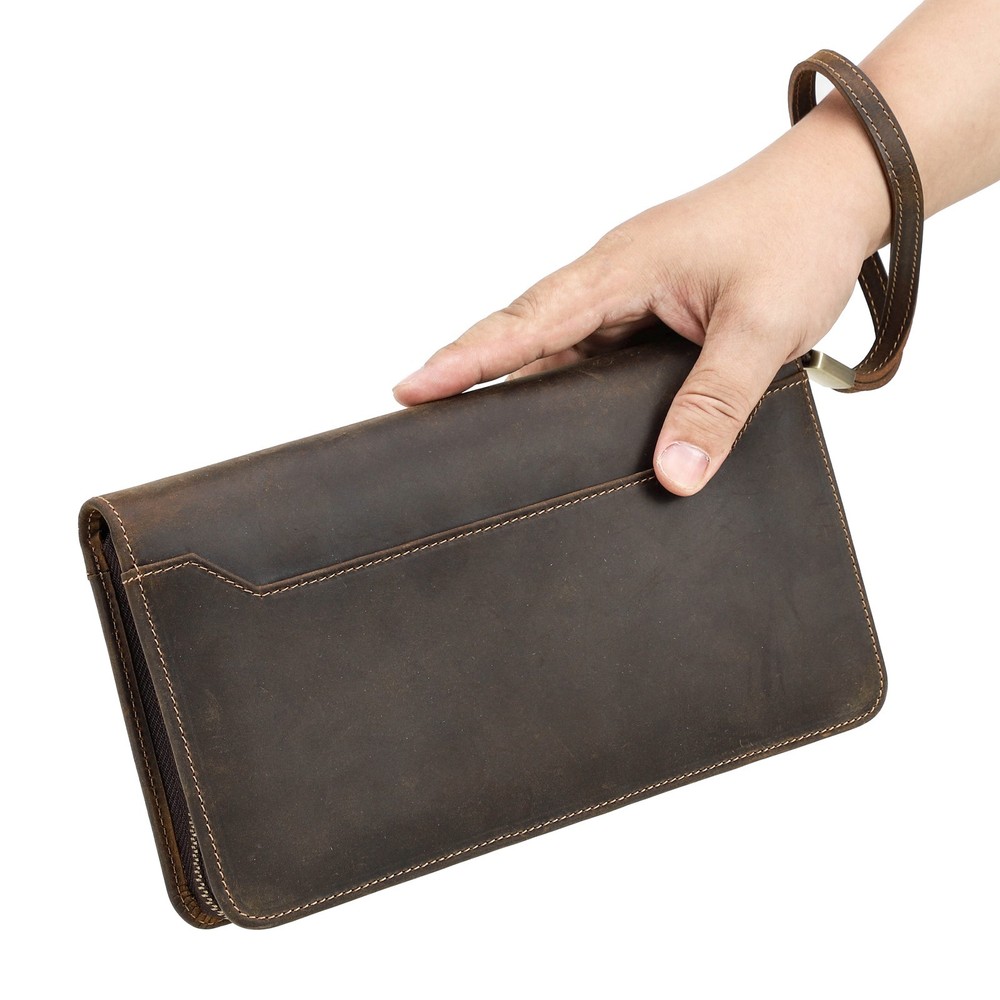 Genuine Leather Family Travel Passport Holder RFID Blocking