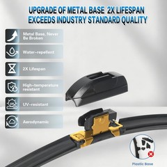 26″ + 18″ Windshield Wiper Blades Metal Base 2X Lifespan (2 Pack)