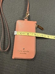 Kate Spade Madison ID window Card Case Leather Lanyard Terracotta Coral Pink NWT