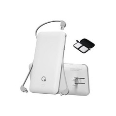 Portable Charger with Built-in Cables and AC Wall Plug,Slim USB C Travel White