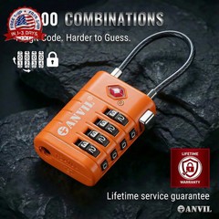 Heavy-Duty 4-Digit Combination TSA Luggage Locks, Rust-Resistant Zinc Alloy, Sea