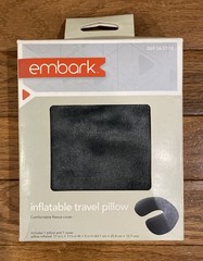 Embark Fleece Travel Neck Pillow Grey, 17″ L x 11.25″ W x 5” H – New In Box