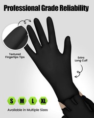 6 Mil Black Nitrile Gloves Large – Heavy Duty Large, 50
