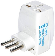Ceptics 3 Outlet Travel Adapter Plug Type L for Italy white