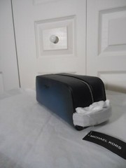 NWT Michael Kors $248 Jet Set Leather Toiletry Holder Travel Case, Navy
