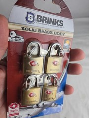 Brinks Solid Brass TSA Approved 22mm Luggage Lock 4-Pack 161-20471 Travel Sentry