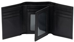 Mens Trifold Wallet with 2 ID Window，Genuine Leather RFID Blocking 11 car