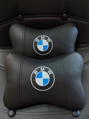2Pcs Car Headrest Pillows BMW Handmade Embroidery Neck Support Cushion Interior