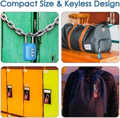 2 Pack Combination Lock, 3-Digit Padlock Keyless, Resettable Luggage Locks for