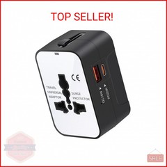 Travel Adapter Fast Charge, GaN Worldwide All in One Universal Travel Adapter wi