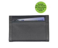 Sprocket Men’s Nylon Trifold Wallet with Leather Trim and ID Window (Grey) Grey