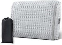 Travel Pillow Memory Foam Support Portable Compressible Camping Pillow Gray M