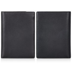 Polare Napa Leather Passport Holder RFID Blocking Travel Bifold Wallet Black