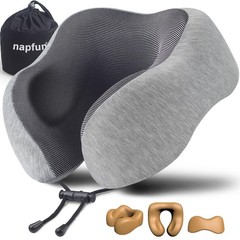 napfun Neck Pillow for Traveling, Upgraded 1 Count (Pack of 1), Light Gray