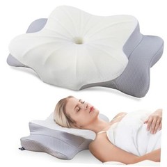 Cervical Pillow for Neck and Shoulder,Contour Memory Foam Queen Size Grey