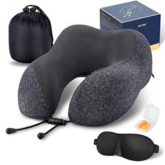 MLVOC Travel Pillow 100% Pure Memory Foam Neck Pillow, Comfortable & Breathab…