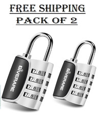 GIVERARE 2 Pack Combination Lock 4-Digit Padlock Keyless Resettable Luggage L…