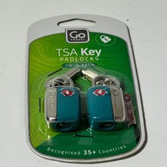 Go Travel TSA Key Padlocks Twin Pack Teal Blue Silver Luggage Locks Set 2