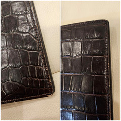 SMYTHSON Crocodile Embossed Leather Boarding Pass Travel Case BK/VG LTD From JP