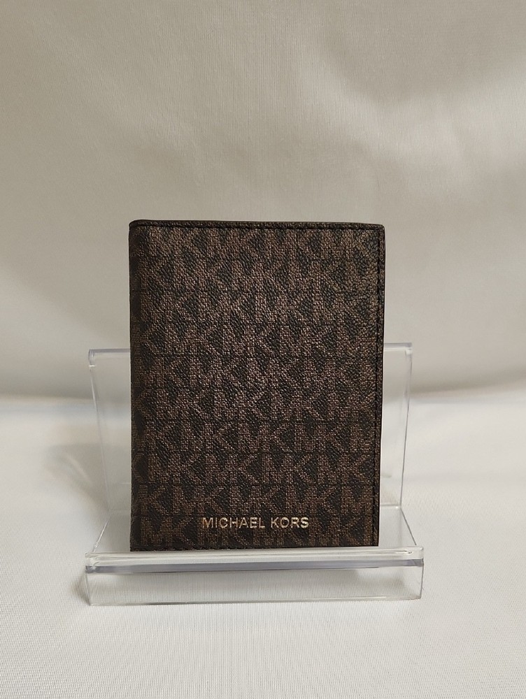 MICHAEL Michael Kors Jet Set Brown Logo-print Canvas Passport Wallet